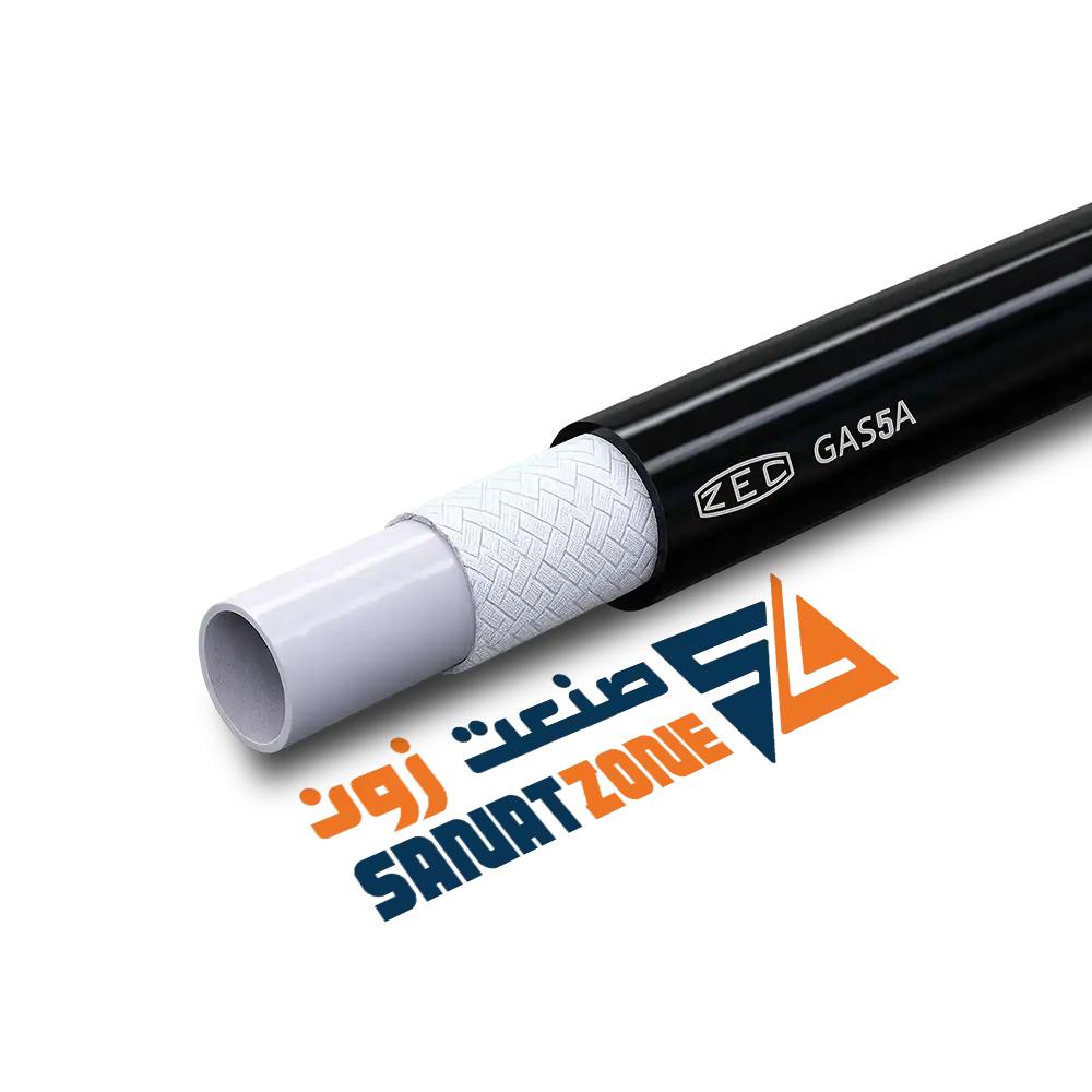 شیلنگ ترموپلاستیک مشکی دو لا نخ داخل تفلون 3/16" ZEC GAS5A
